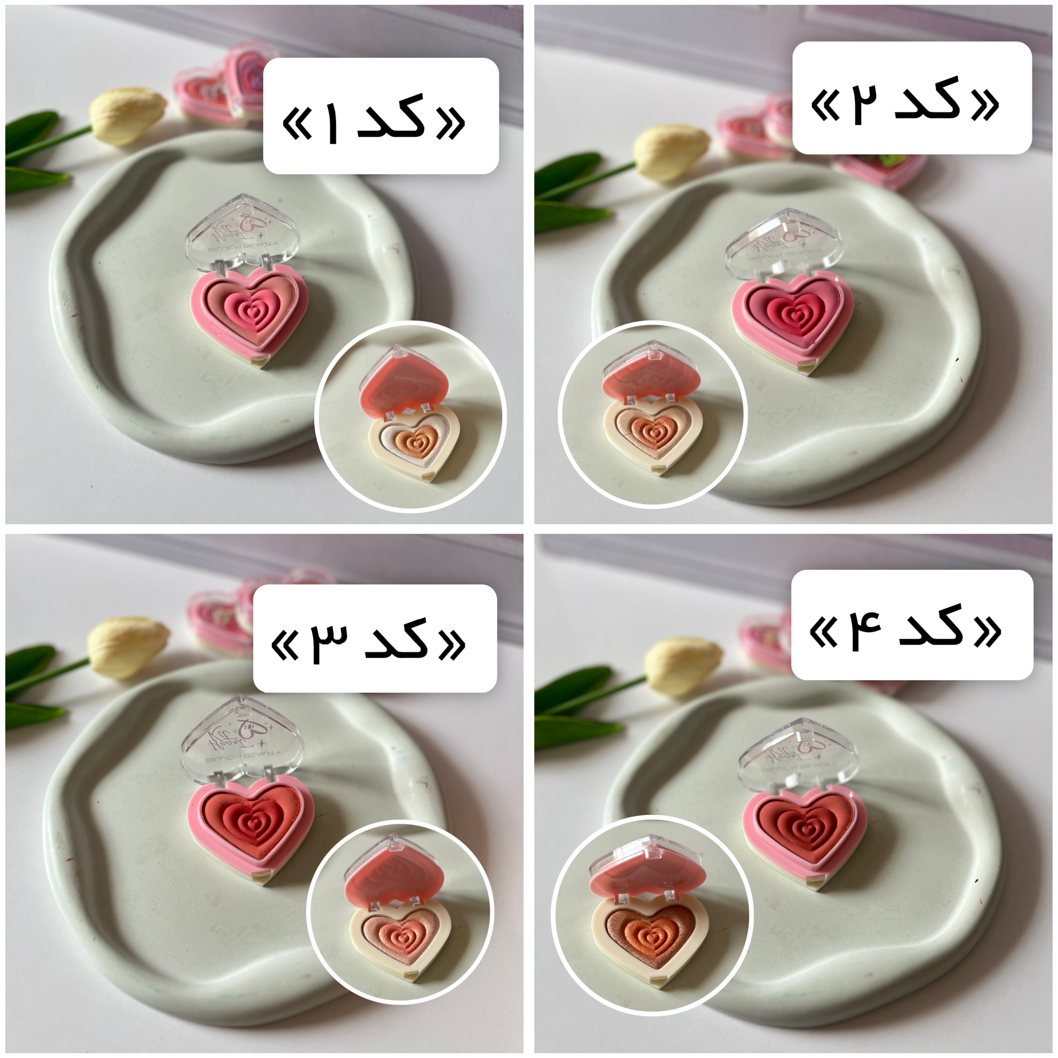 پلت رژگونه و هایلایتر دوطبقه قلبی